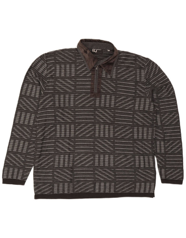 Muški pulover s polo ovratnikom Umberto Bilancioni IT 56 2XL sivi geometrijski