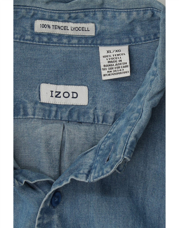IZOD Mens Short Sleeve Denim Shirt XL Blue Lyocell Vintage Izod and Second-Hand Izod from Messina Hembry 