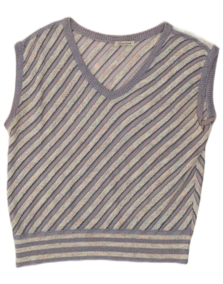 Vintage ženski prsluk bez rukava UK 12 srednje ljubičaste pruge