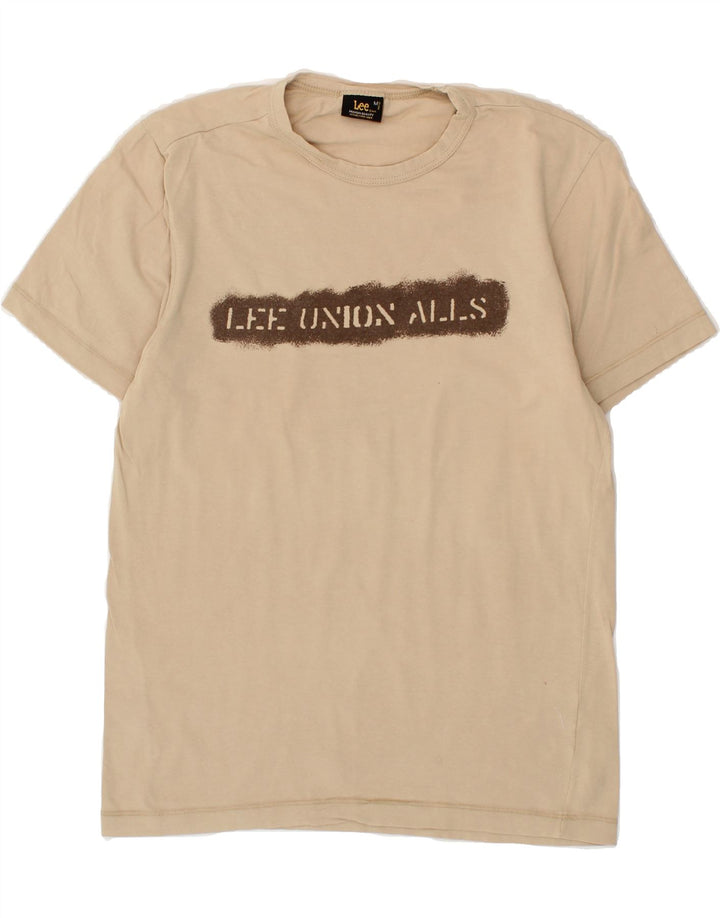 LEE Womens Graphic T-Shirt Top UK 12 Medium Beige Cotton Vintage Lee and Second-Hand Lee from Messina Hembry 