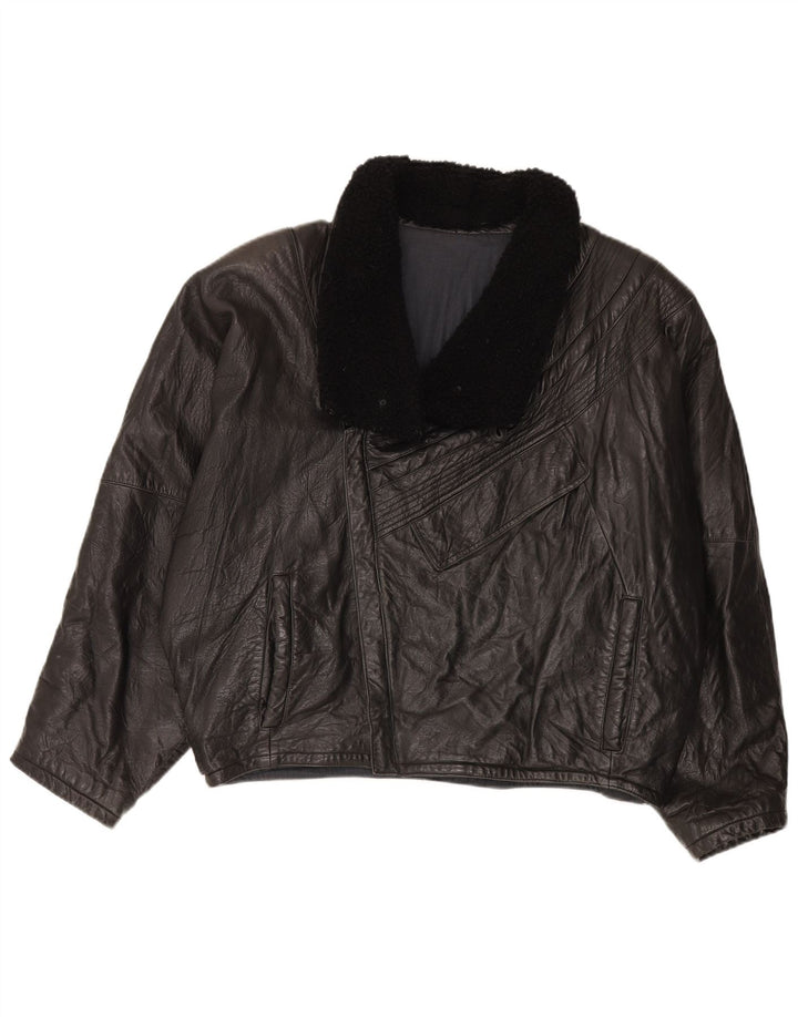 Vintage muška prevelika kožna jakna IT 52 XL crna