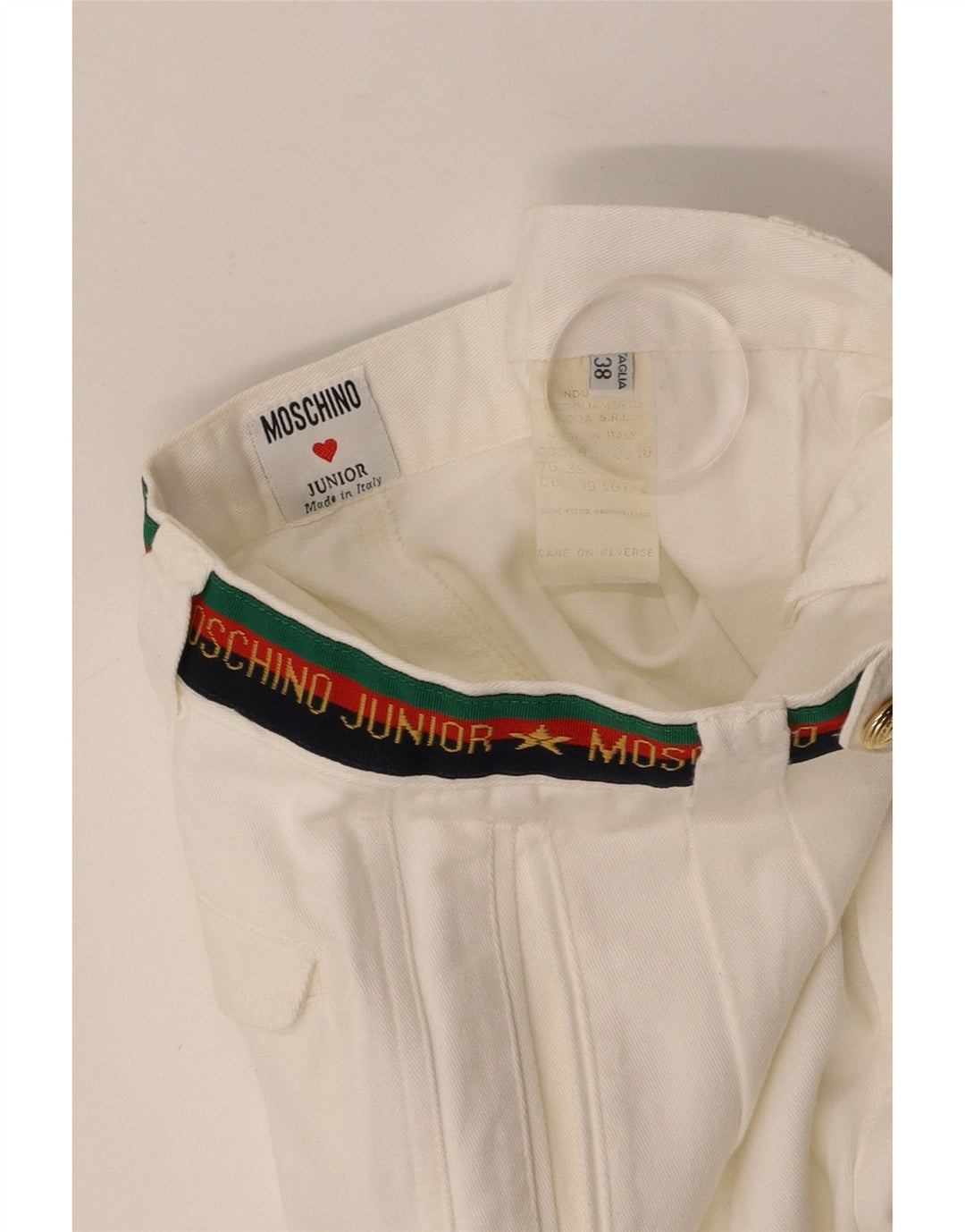 MOSCHINO Hlače odijela s grafikom na klipove za dječake 9-10 godina W24 L25 Bijeli pamuk
