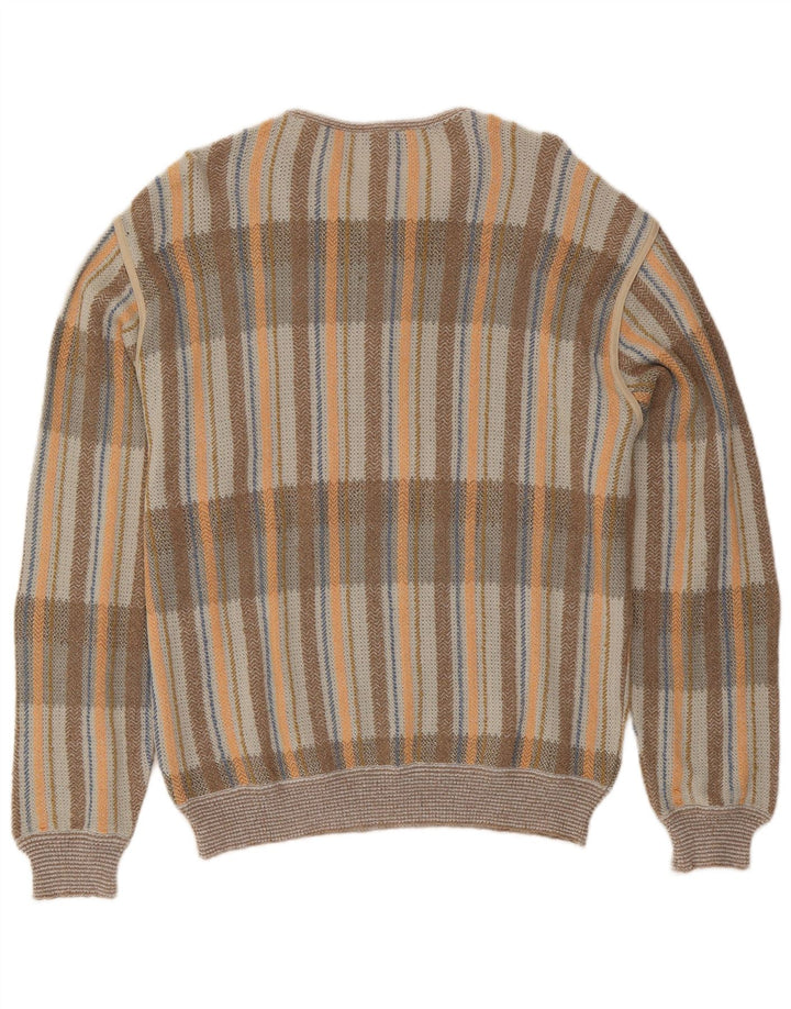 Vintage muški džemper s dugmadima i ovratnikom IT 54 XL sivi karirani pamuk