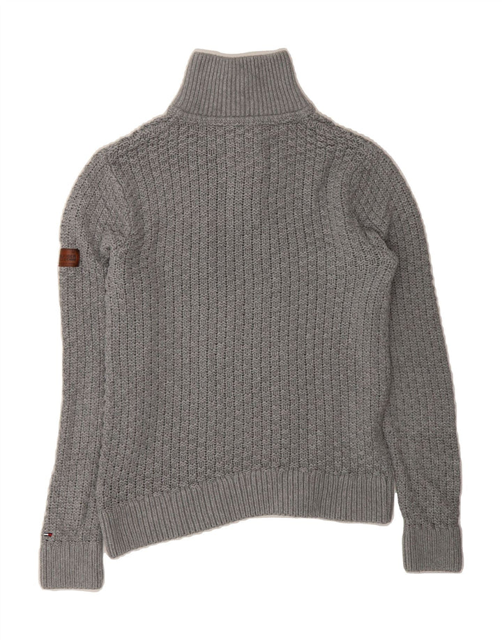 TOMMY HILFIGER Mens Button Neck Jumper Sweater Small Grey Cotton Vintage Tommy Hilfiger and Second-Hand Tommy Hilfiger from Messina Hembry 