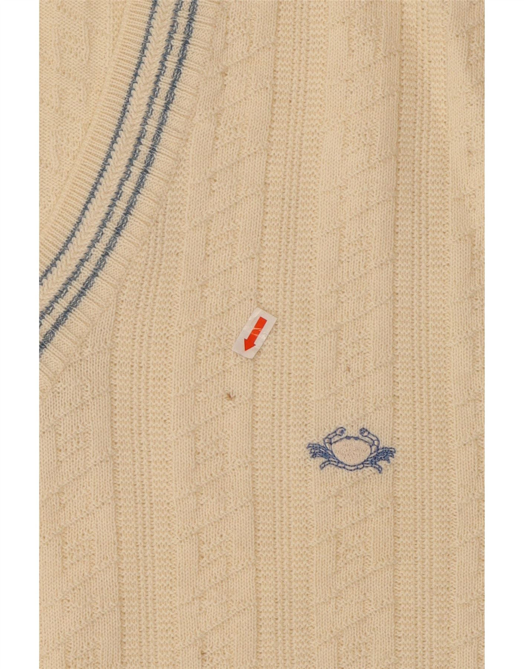 IL GRANCHIO Mens V-Neck Jumper Sweater Medium Beige Wool Vintage Il Granchio and Second-Hand Il Granchio from Messina Hembry 