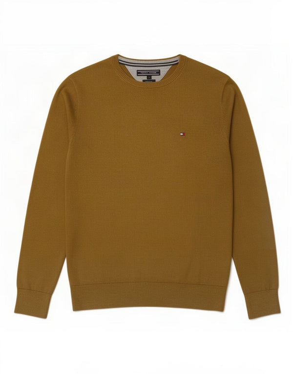 Tommy Hilfiger, muški džemper s veznim izrezom, mali kaki pamuk