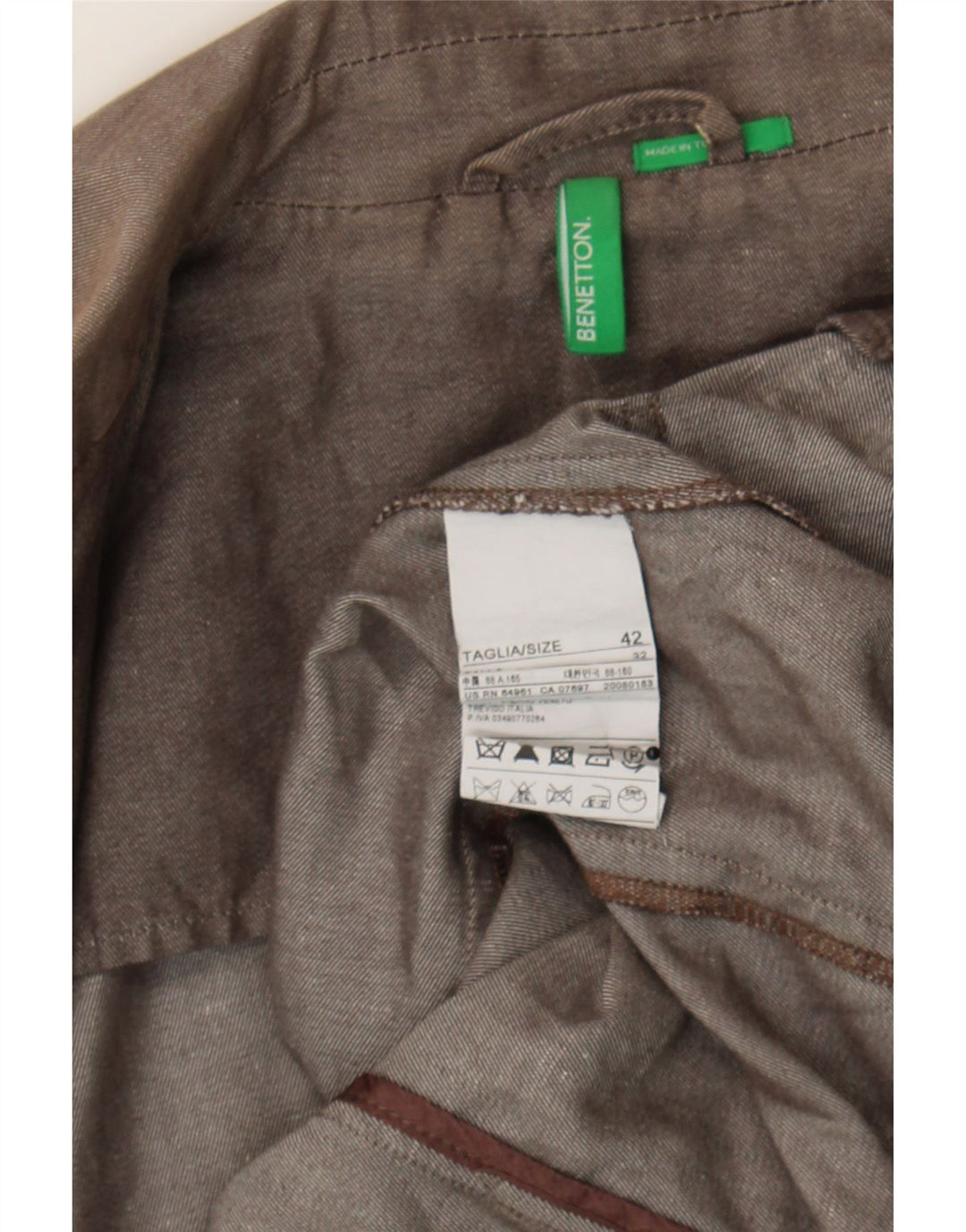BENETTON Womens 2 Button Blazer Jacket IT 42 Medium Grey Cotton Vintage Benetton and Second-Hand Benetton from Messina Hembry 