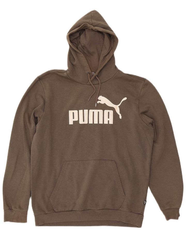Puma muška majica s kapuljačom srednje smeđe boje, pamuk
