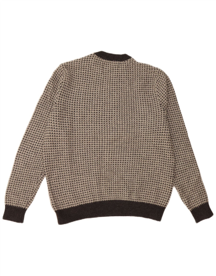 JACK WILLS Ženski džemper s okruglim izrezom UK 20 2XL sivi karirani vuneni