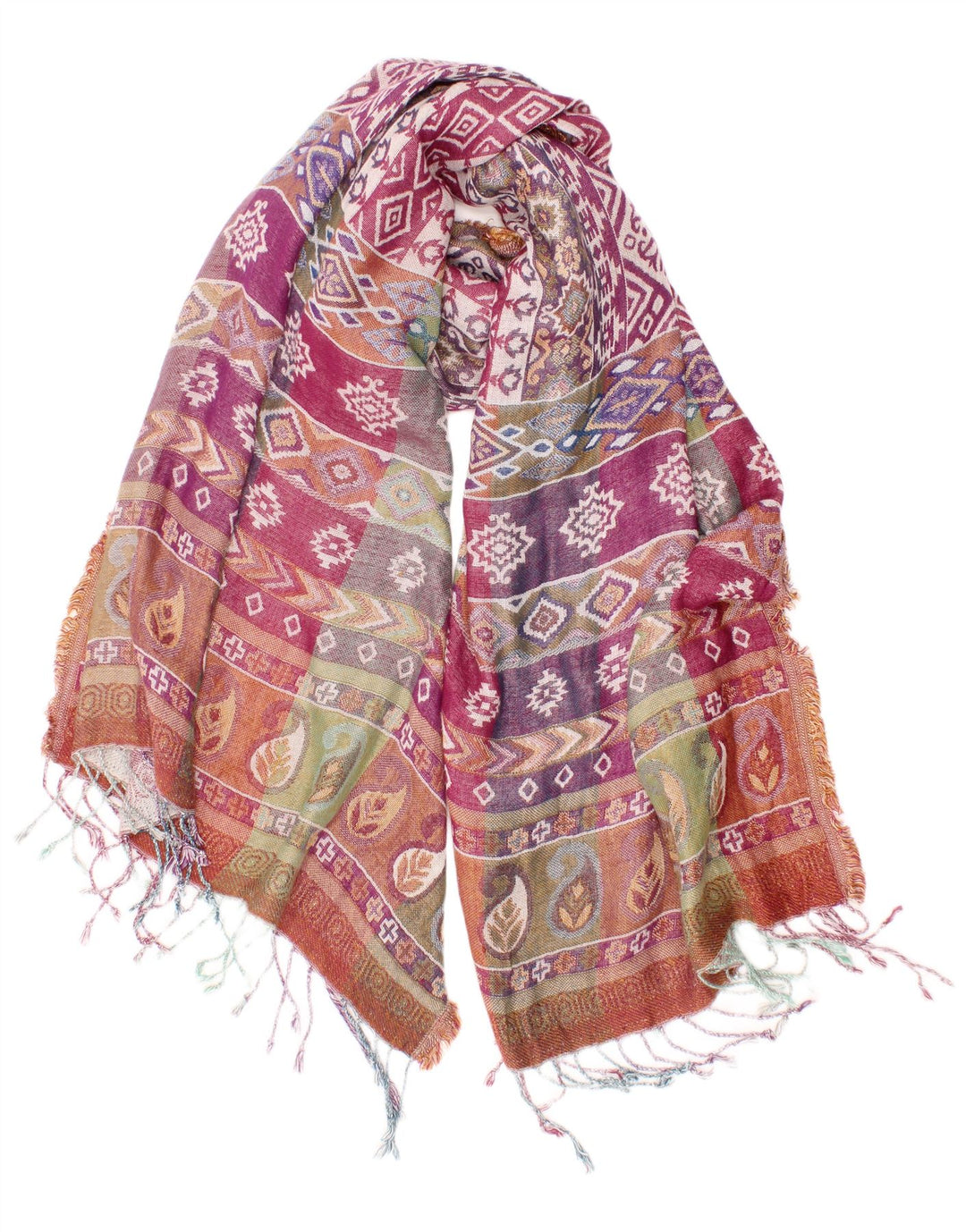Monsoon ženski pravokutni šal jedne veličine višebojni Fair Isle Bohemian