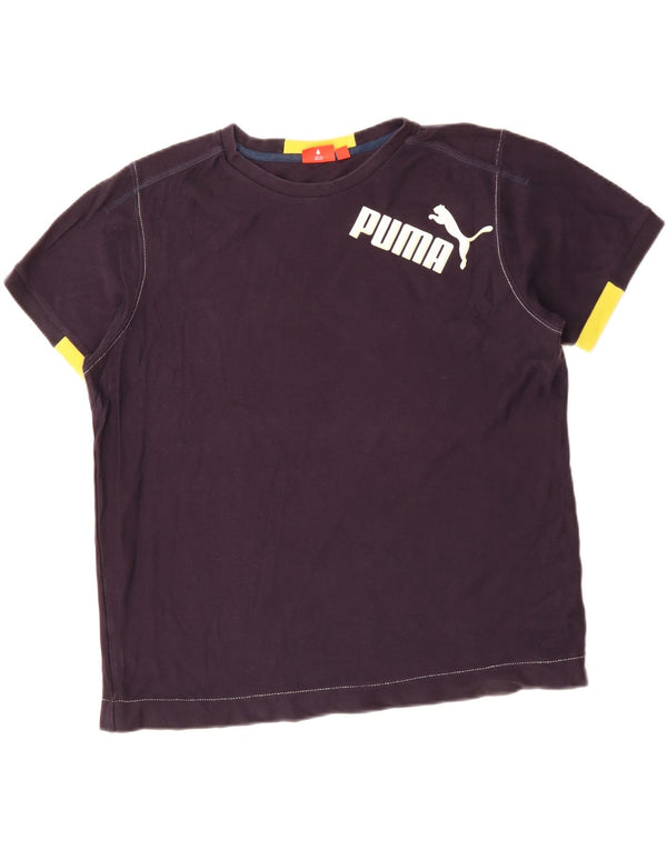 Puma Mens Graphic T-Shirt Top Large Navy Blue Colourblock Cotton