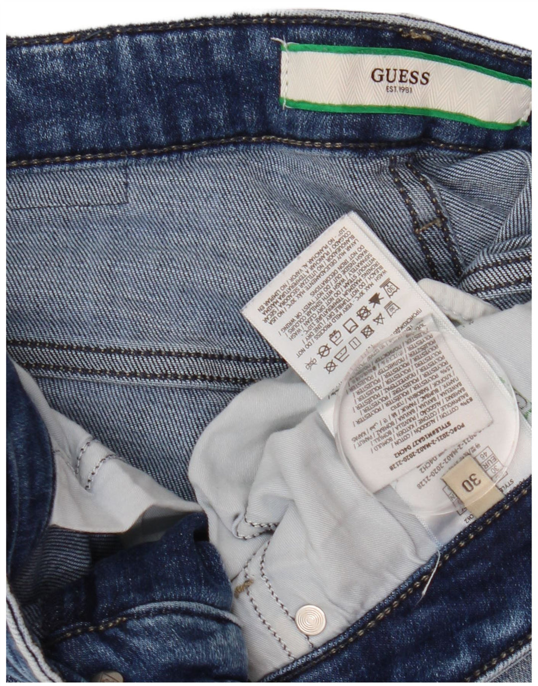 Guess Ženske Chris Distressed Slim Jeans W30 L32 Plavi pamuk