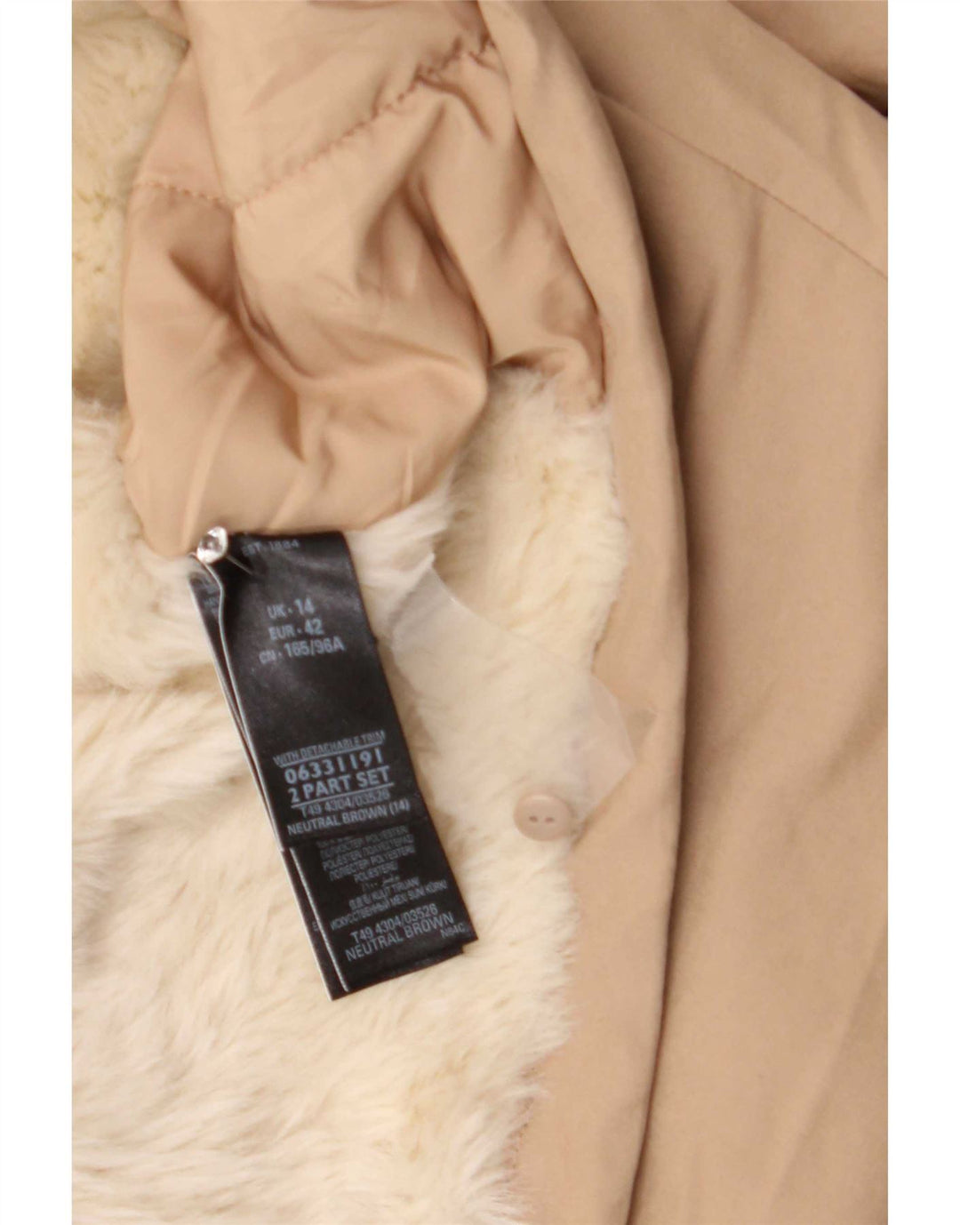 Marks & Spencer ženska velika parka jakna s kapuljačom UK 14 Large Beige