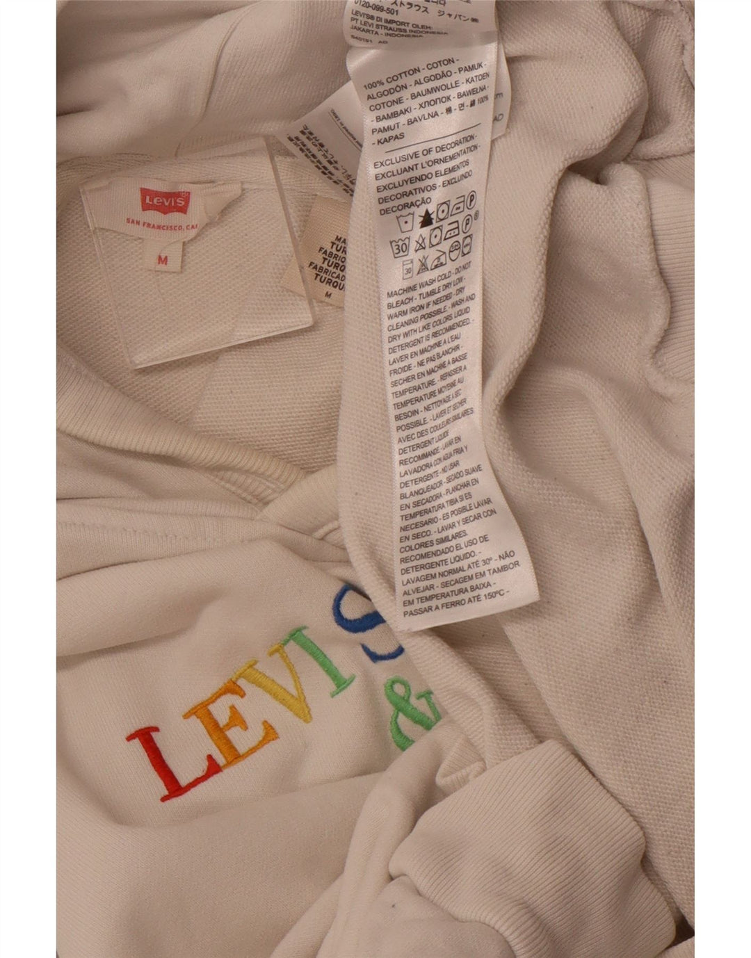 LEVI'S ženska majica s kapuljačom s kapuljačom velike veličine UK 14 srednje žuto bijela