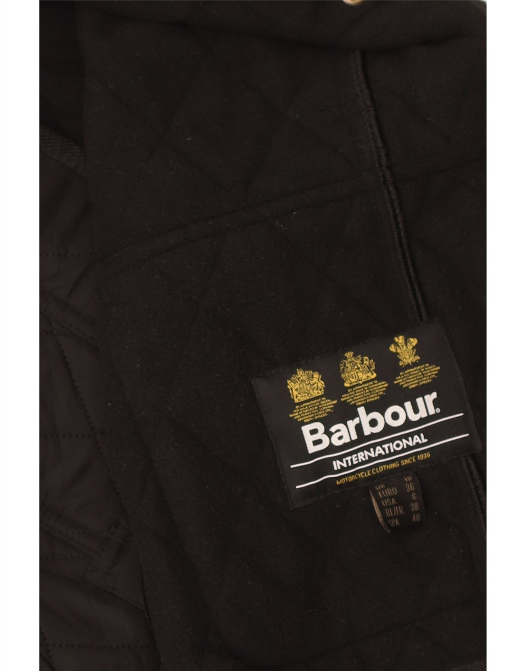 Barbour ženska vojna prošivena jakna UK 10, mali crni poliester