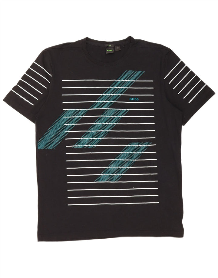HUGO BOSS Muška majica kratkih rukava s grafičkim motivima, velike pamučne crne pruge