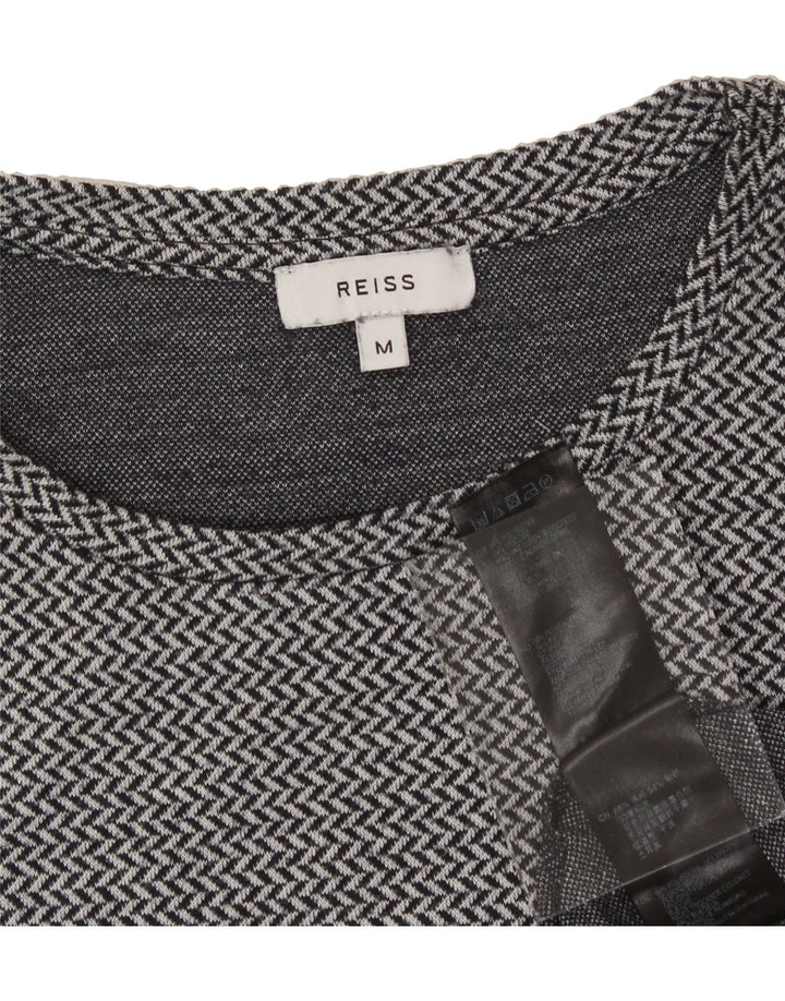 REISS Mens T-Shirt Top Medium Grey Herringbone Polyester Vintage Reiss and Second-Hand Reiss from Messina Hembry 