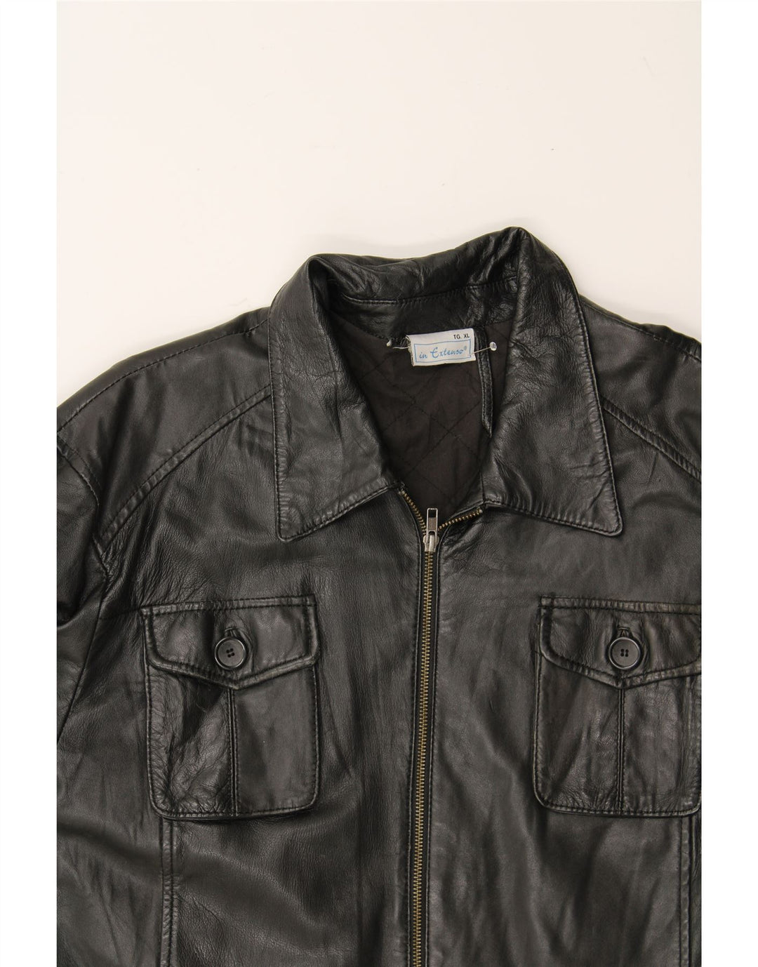 IN EXTENSO Womens Leather Jacket UK 18 XL Black Leather Vintage In Extenso and Second-Hand In Extenso from Messina Hembry 
