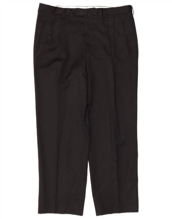 Daniel Hechter Muške hlače s štipaljkama IT 56 3XL W38 L28 Crna vunena