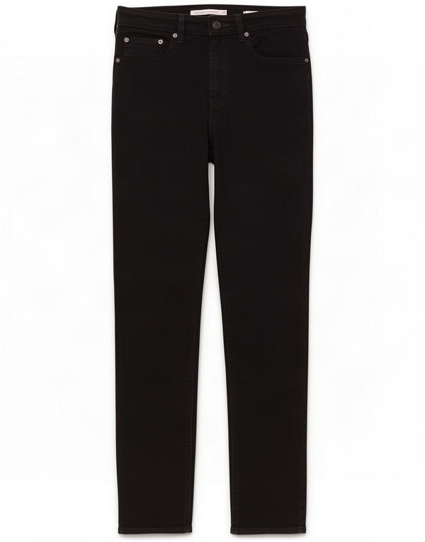Levi's Womens 724 High Rise Straight Jeans W31 L32 Black Cotton