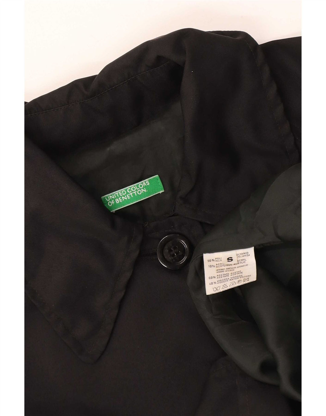 Benetton ženski preveliki kaput UK 10 Mali crni poliamid
