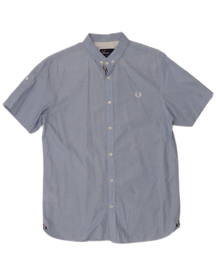 Fred Perry muška uska košulja kratkih rukava Srednje plavi pamuk