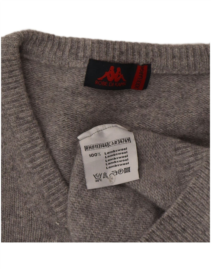 Kappa muški džemper s V-izrezom 3XL siva flekasta janjeća vuna