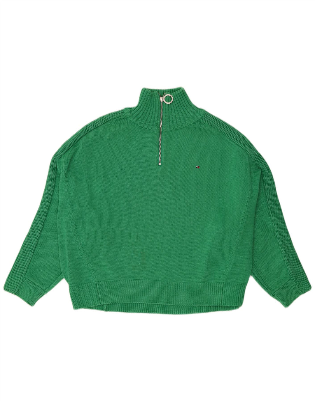 Tommy Hilfiger ženski pulover s velikim izrezom i patentnim zatvaračem UK 14 Srednje zelena