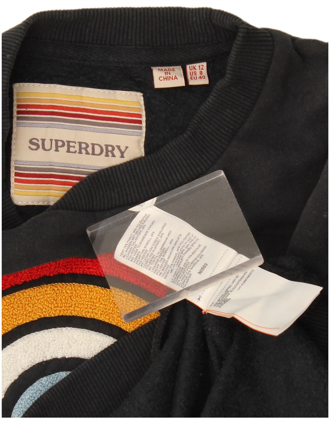 Superdry Ženska prekomjerna trenirka s grafičkim motivima UK 12 srednje crna