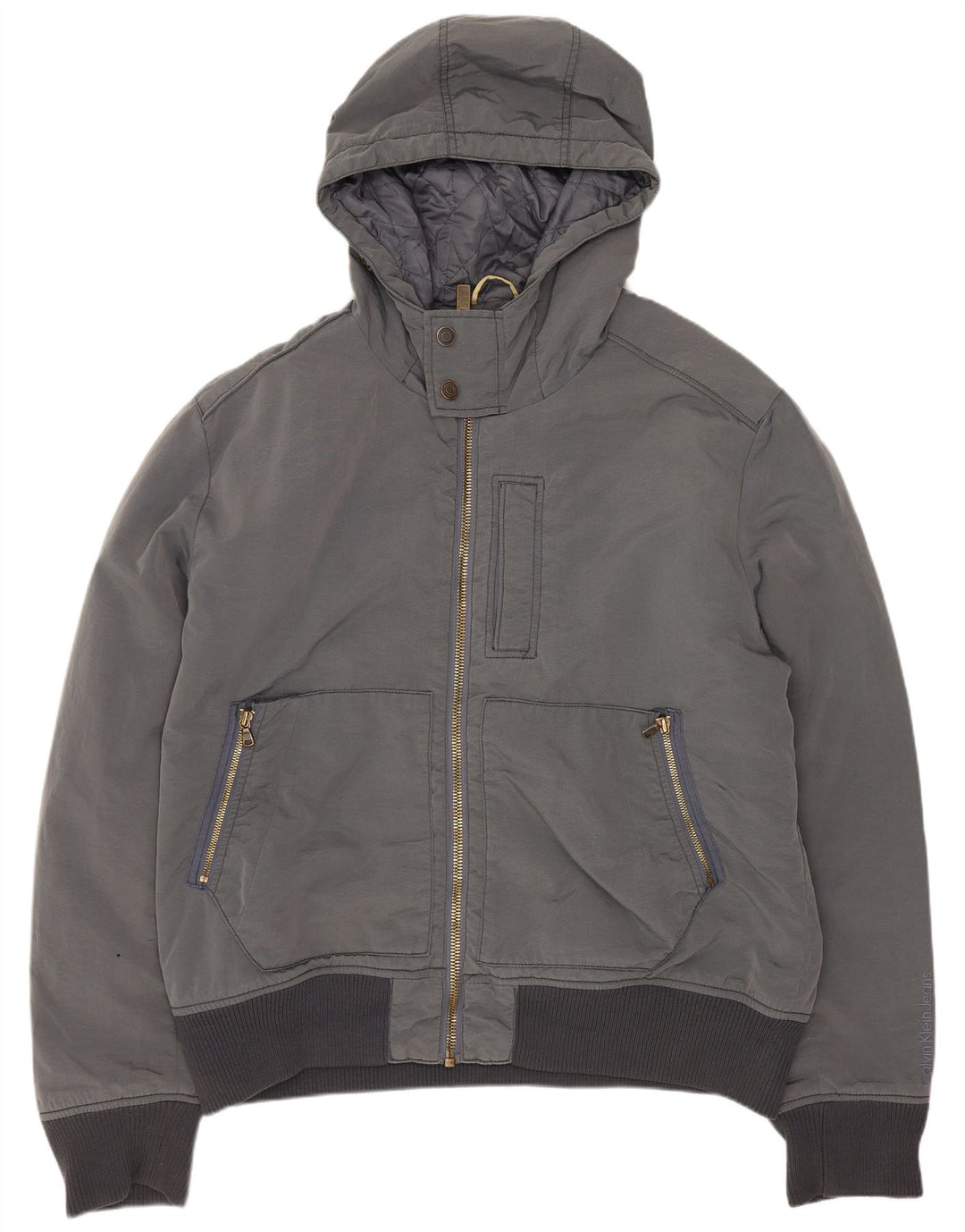 Calvin Klein Jeans muška bomber jakna s kapuljačom UK 44 2XL sivi poliester