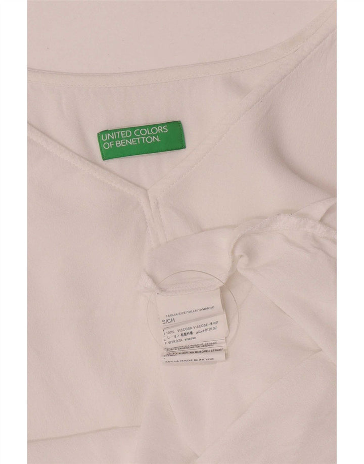 Benetton ženski kratki rukav dugih rukava UK 10 Mala bijela viskoza