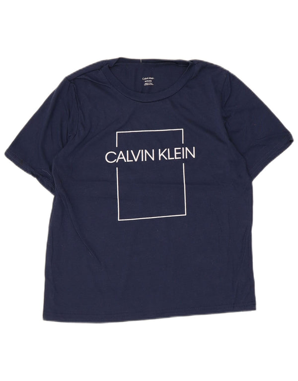 Calvin Klein Boys Graphic T-Shirt Top 14-15 Years XL Navy Blue Polyester