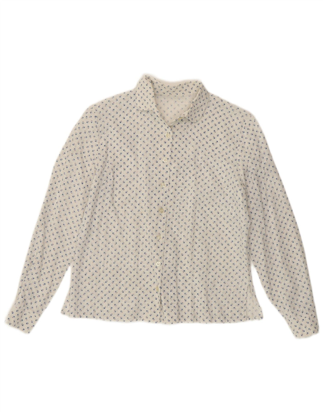 Vintage ženska košulja UK 14 Srednje bijela cvjetna