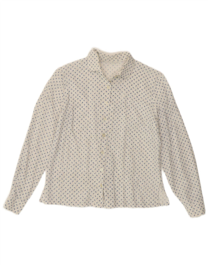 Vintage ženska košulja UK 14 Srednje bijela cvjetna