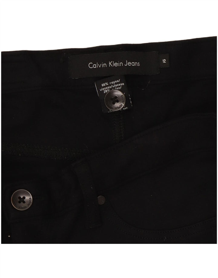 CALVIN KLEIN Ženske uske ležerne hlače US 12 Large W30 L31 Black Rayon