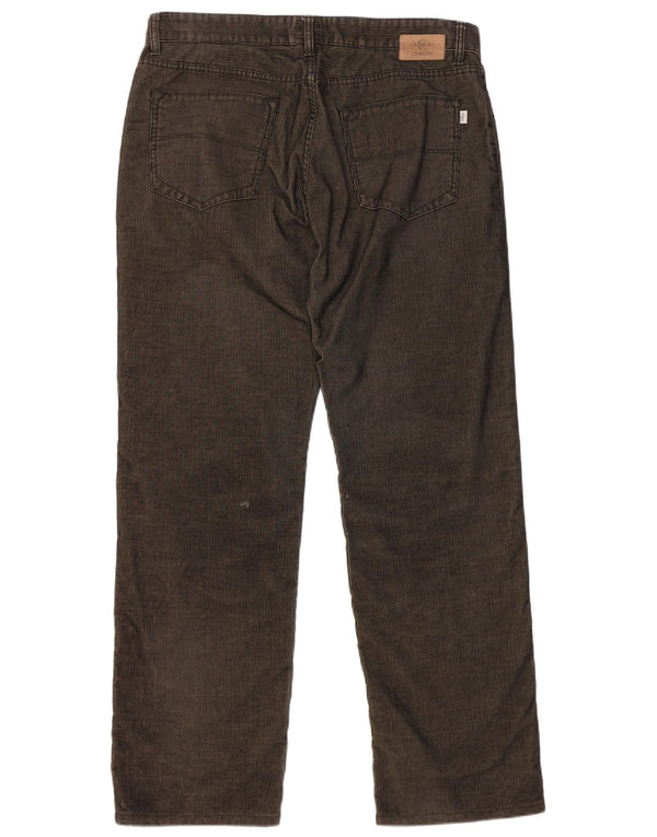 Cerruti 1881 Mens Straight Corduroy Trousers W38 L32 Khaki Polyester