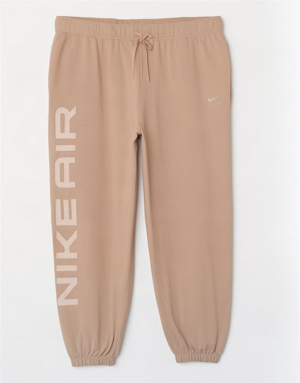 Nike Ženske grafičke trenirke, hlače za trčanje UK 18 XL, bež pamuk