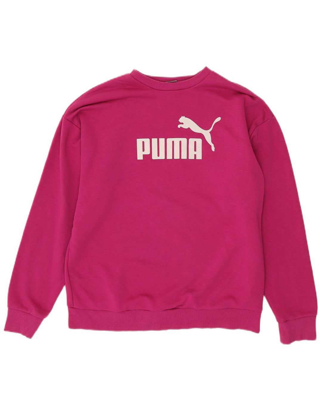 PUMA Womens Graphic Sweatshirt Jumper UK 14 Medium Pink Cotton