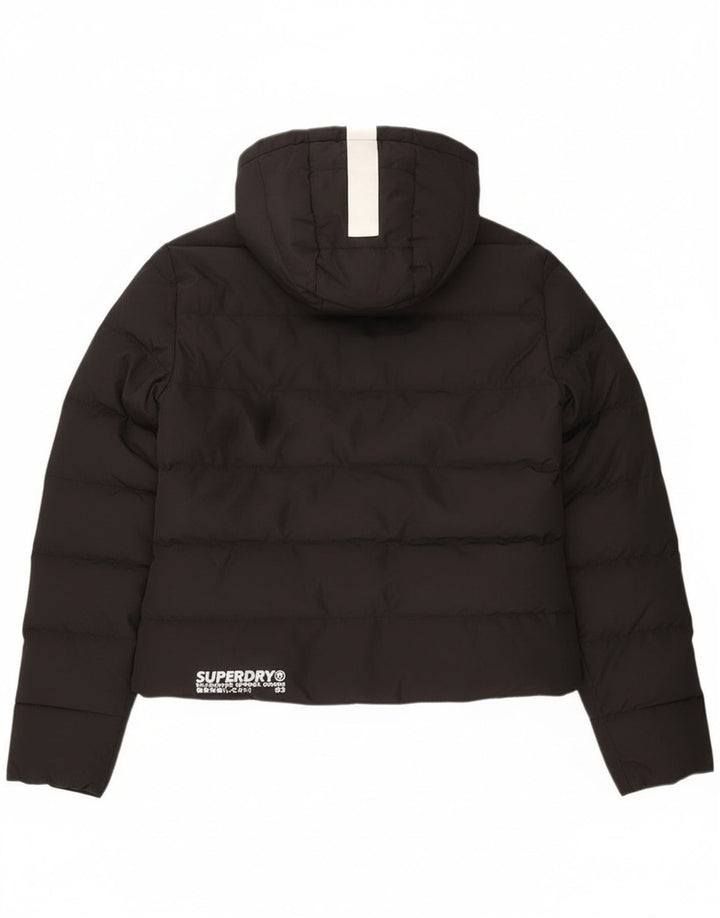 Superdry ženska prekomjerna podstavljena jakna s kapuljačom UK 8 Mala crna