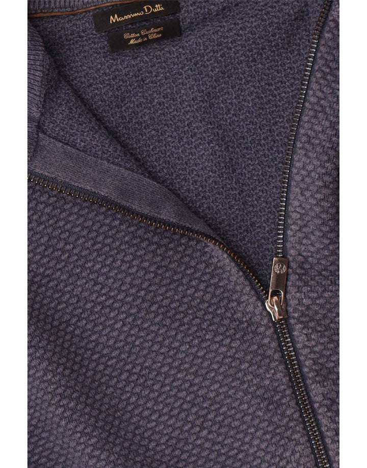 Massimo Dutti muški kardigan pulover s punim patentnim zatvaračem Mali tamnoplavi pamuk