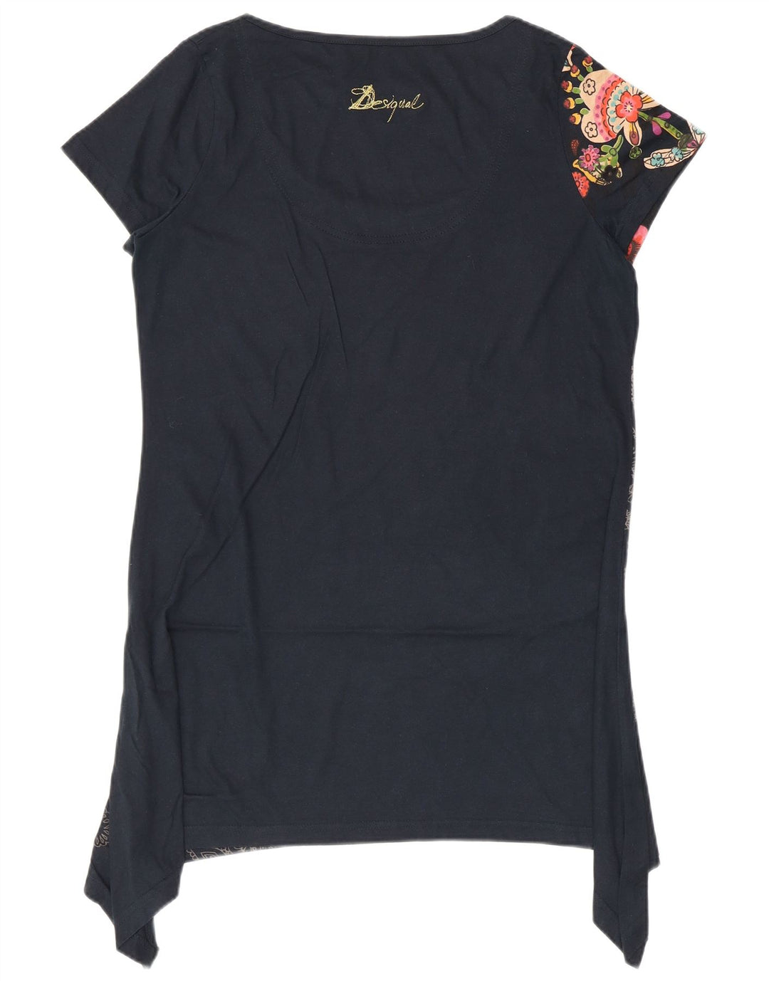 Desigual ženska grafička asimetrična tunika haljina UK 14 srednje crna cvjetna