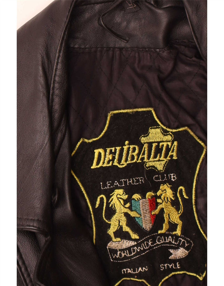 Vintage ženska kožna biciklistička jakna UK 14 Srednja crna koža