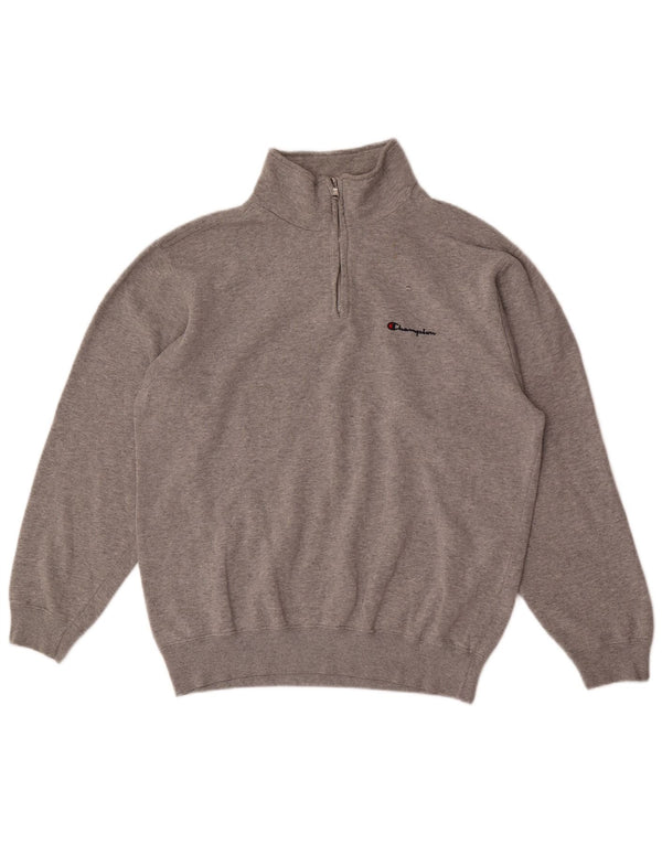 Champion muška majica s izrezom na patentni zatvarač, srednje sivi flekasti pamuk