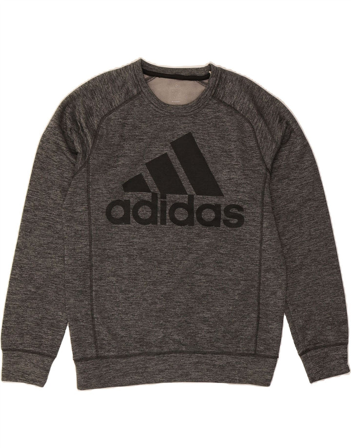 ADIDAS Mens Climawarm Graphic Sweatshirt Jumper Small Grey Flecked Vintage Adidas and Second-Hand Adidas from Messina Hembry 