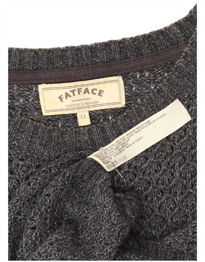 Fat Face ženski džemper s dugačkim veznim izrezom UK 12 srednje sivi