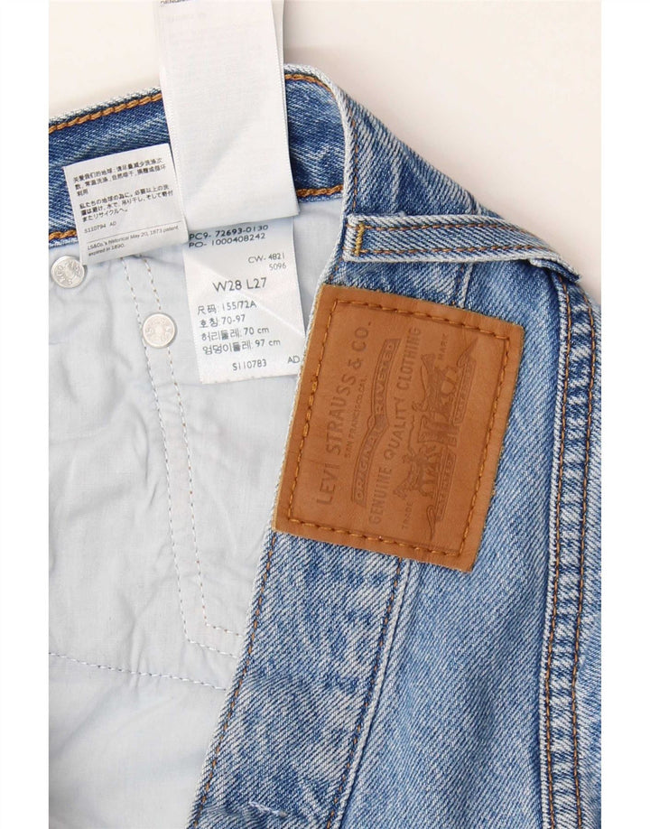 Levi's ženske ravne traperice s prsnim košem W28 L27 plavi pamuk