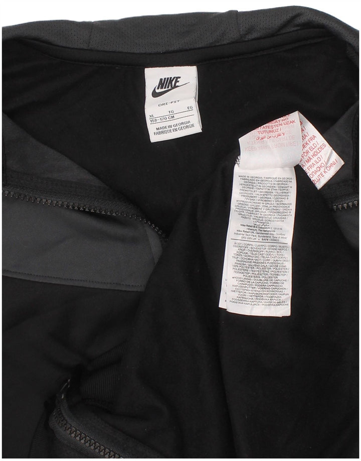 NIKE Boys Dri Fit Zip Hoodie pulover 13-14 Years XL Black Colourblock