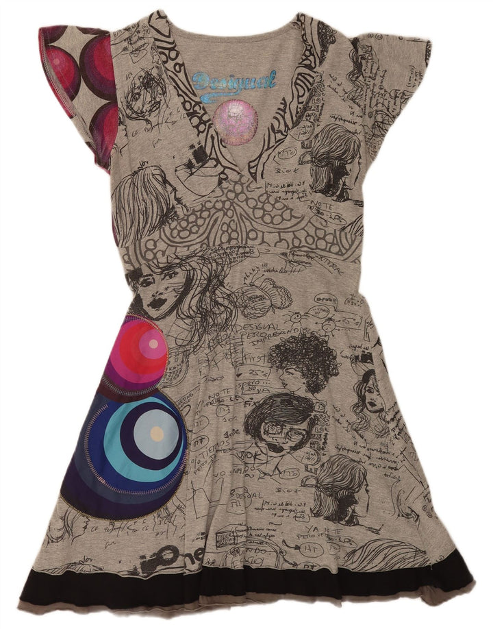 Ženska grafička haljina A-kroja Desigual UK 12 srednje siva