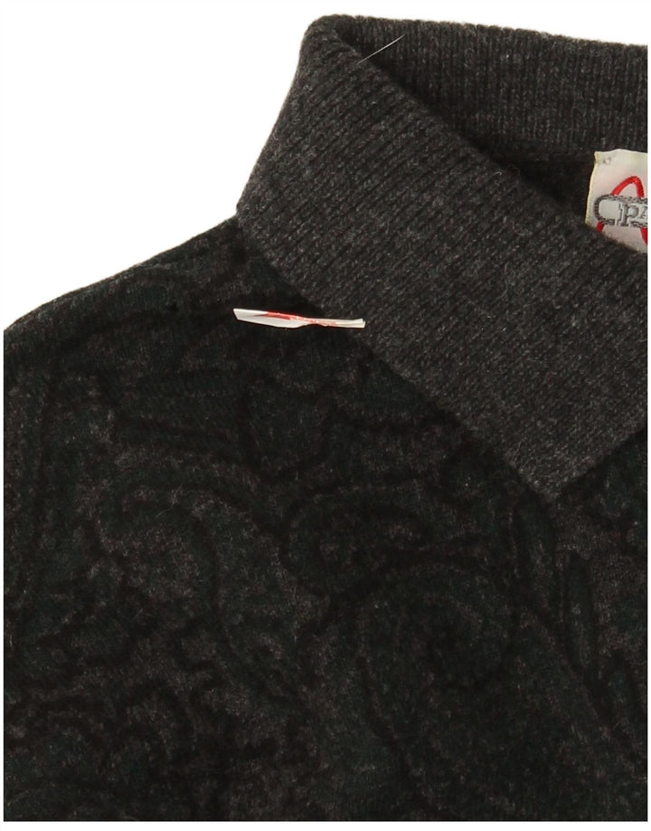Pancaldi & B muški pulover s polo ovratnikom IT 48 srednje sivi paisley vuneni