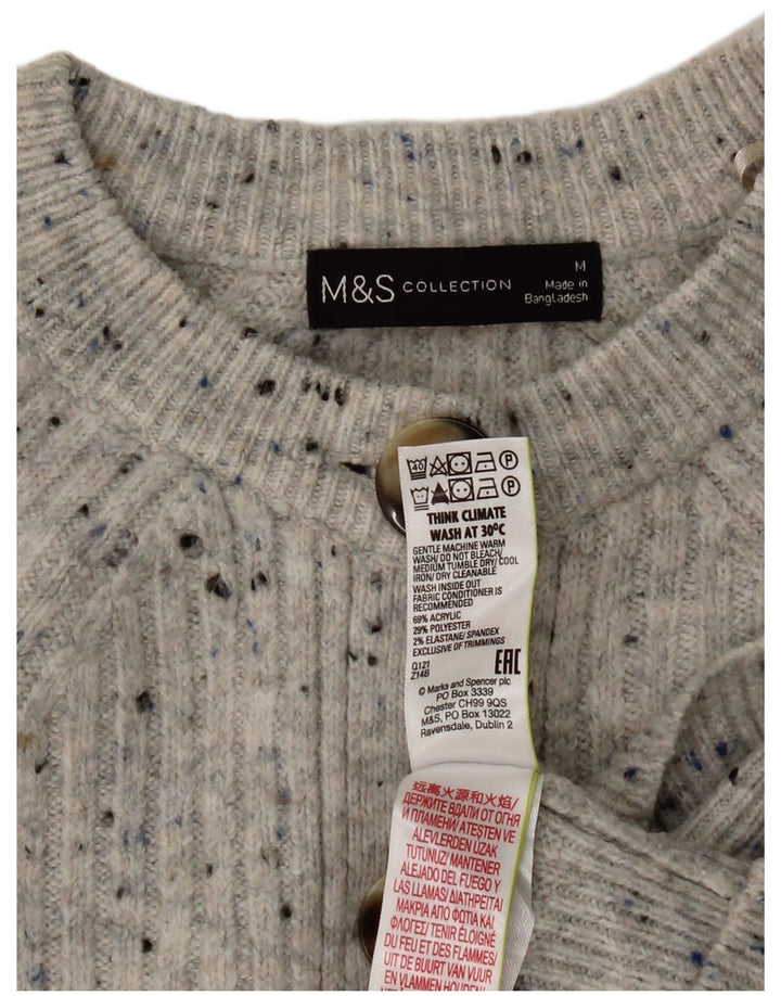 Marks & Spencer ženski kratki kardigan pulover UK 14 srednje sivo s pjegama
